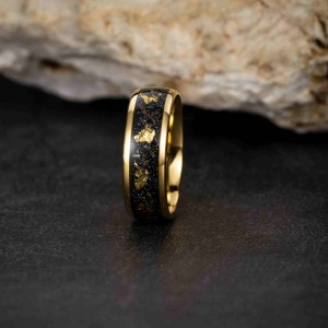 Custom logo 18K gold plated men wedding band tungsten ring for couple Men Wedding Band ring