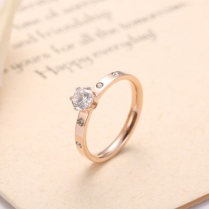 Korean Version of the Big Diamond Ring Rose Gold Titanium Steel Rings