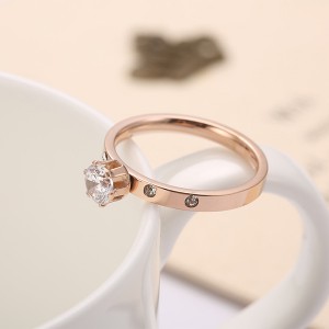 Korean Version of the Big Diamond Ring Rose Gold Titanium Steel Rings