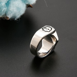 Mens Rings Round Vintage Stainless Steel Ring for Biker