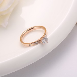 Korean Version of the Big Diamond Ring Rose Gold Titanium Steel Rings