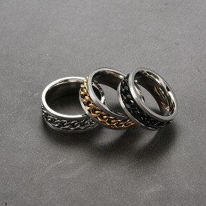 8MM Stainless Steel Rings for Men Engagement Wedding Band Chain Ring