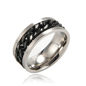 8MM Stainless Steel Rings for Men Engagement Wedding Band Chain Ring