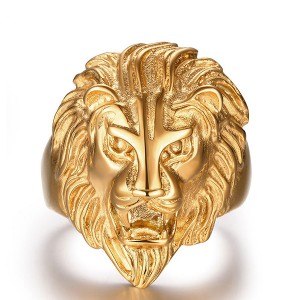 Fashion Hot Selling Jewelry Men’s Fashion Gold-Plated Lion Head Ring