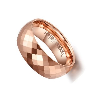 8mm Multi Faceted Tungsten Carbide Engagement Wedding Band Rose Gold Ring for Mens