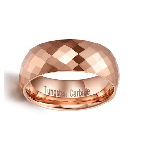 8mm Multi Faceted Tungsten Carbide Engagement Wedding Band Rose Gold Ring for Mens