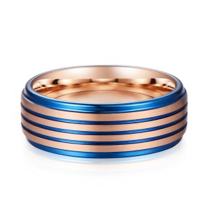 Personality 8mm Blue tungsten ring rose gold best tungsten ring for man