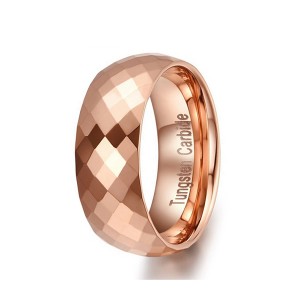 8mm Multi Faceted Tungsten Carbide Engagement Wedding Band Rose Gold Ring for Mens