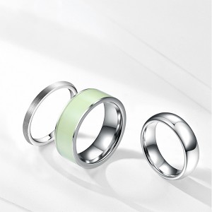 Classic Combination High Polished Luminous Brushed Tungsten Steel Ring