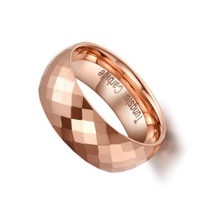 8mm Multi Faceted Tungsten Carbide Engagement Wedding Band Rose Gold Ring for Mens