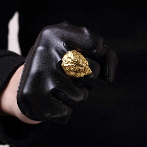 Fashion Hot Selling Jewelry Men’s Fashion Gold-Plated Lion Head Ring