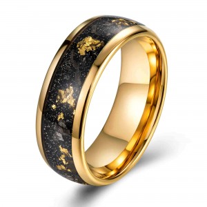 Custom logo 18K gold plated men wedding band tungsten ring for couple Men Wedding Band ring