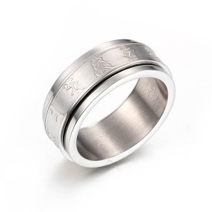 New Retro Religious Faith Rotating Titanium Ring for Men