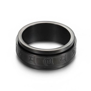 New Retro Religious Faith Rotating Titanium Ring for Men