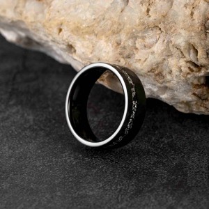 Sandblast Meteorite inlay tungsten mens ring Wedding Band black Rings 8mm tungsten carbide ring with groove