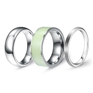 Classic Combination High Polished Luminous Brushed Tungsten Steel Ring