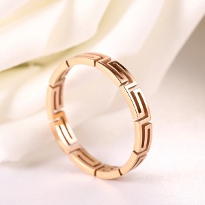 Great Wall Pattern Ring Titanium Steel Rose Gold Ring for Women Girls