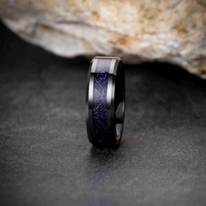 Hammered Tungsten carbide Ring 8mm men wedding band comfort it men fashion ring inlay wood and antler tungsten ring