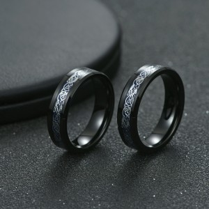 Black Blue Carbon Fiber Tungsten Rings for Men