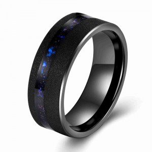 Luxury Fashion Jewelry 8mm Mens Tungsten Wedding Ring Sandblasted Tungsten Ring Galaxy Tungsten Ring