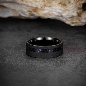 Luxury Fashion Jewelry 8mm Mens Tungsten Wedding Ring Sandblasted Tungsten Ring Galaxy Tungsten Ring