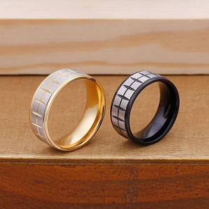 Classic Black Gold Couple Stainless Steel Ring for Hot Sell