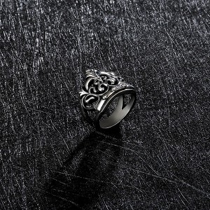 Mens Stainless Steel Vintage Crown Ring for Wedding Band Promise Engagement