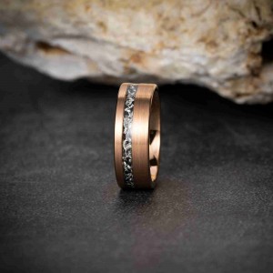 8MM Silver China Hammered Tungsten Meteorite Ring Custom Design Ring Tungsten Inlay Rings For Men Fashion Jewelry