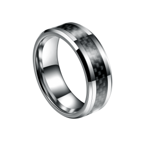 Classic Blue Carbon Fiber Men Rings 100% Tungsten Carbide Black Ring