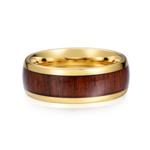 Best Selling Jewelry 8mm Tungsten Steel Ring Black Tungsten Ring With Wood Inlay For Man