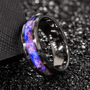 8mm Cool Gradient Purple Colour Finger Jewelry Tungsten Titanium Steel Women Men Couples Wedding Band Colorful Inlay Rings