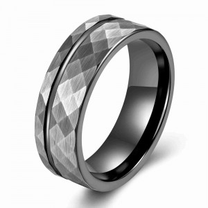 Factory Designable Fashion Jewelry Men Tungsten Carbide Ring 8mm Brushed Tungsten Ring Hammered Tungsten Ring