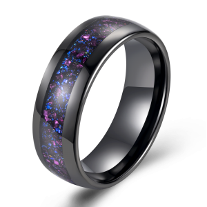 China factory direct sell custom black tungsten carbide ring men black tungsten ring with opal inlay comfort it