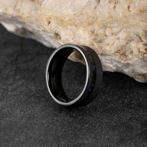 Luxury Fashion Jewelry 8mm Mens Tungsten Wedding Ring Sandblasted Tungsten Ring Galaxy Tungsten Ring